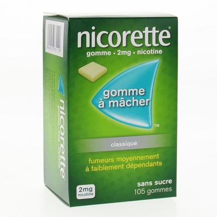 NICORETTE 2 mg sans sucre (boîte de 105 gommes)