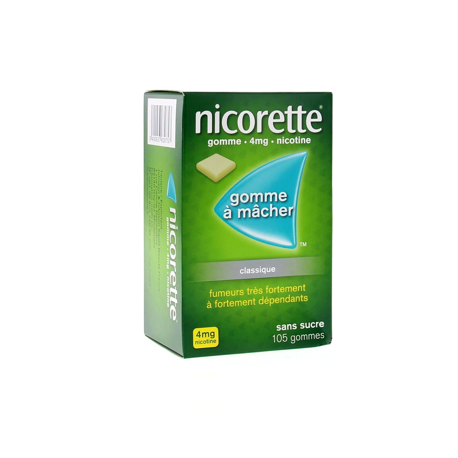 Nicorette 4mg sans sucre, 105 gommes à mâcher