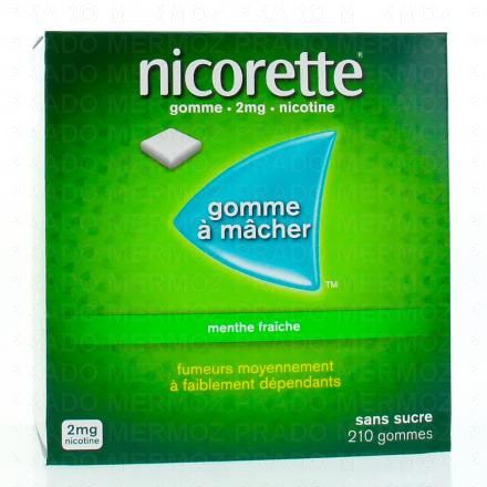 NICORETTE Menthe fraîche 2 mg sans sucre (boîte de 210 gommes)