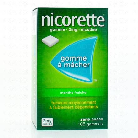 NICORETTE Menthe fraîche 2 mg sans sucre (boîte de 105 gommes)
