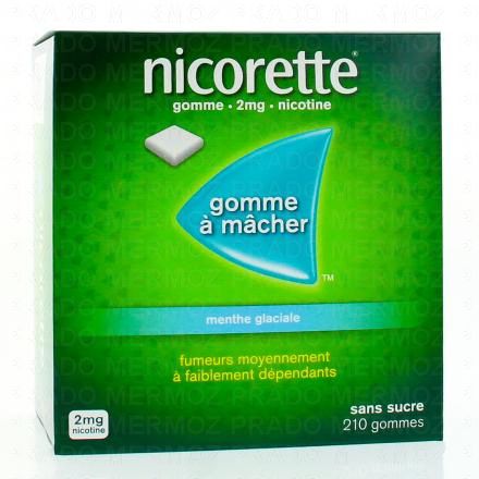 NICORETTE Menthe glaciale 2 mg sans sucre (boîte de 210 gommes)