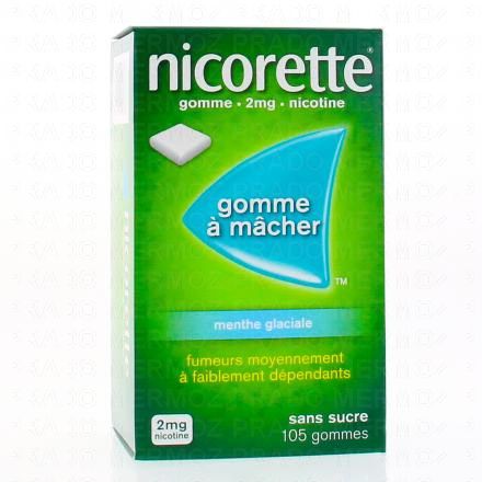 NICORETTE Menthe glaciale 2 mg sans sucre (boîte de 105 gommes)