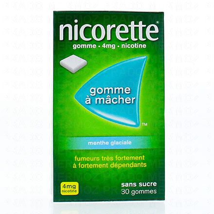 NICORETTE Menthe glaciale 4 mg sans sucre (boîte de 30 gommes)