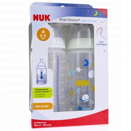 NUK First Choice - Biberon 1er &acirc;ge 0-6mois 240ml (lot de 2 jour/nuit)
