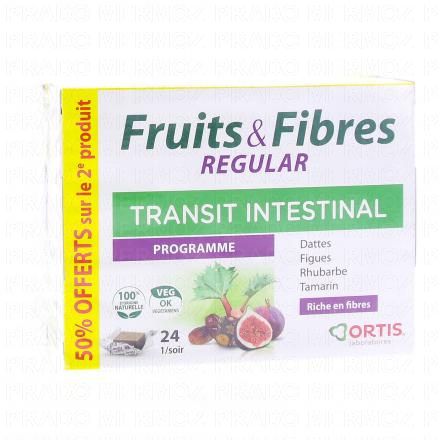 ORTIS Fruits & fibres transit cubes à mâcher (lot de 2 boîtes de 24 cubes)