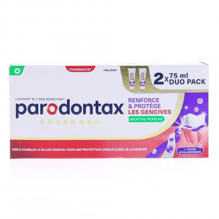 PARODONTAX Dentifrice Renforce et Prot&egrave;ge les Gencives &agrave; l'Acide Hyaluronique (lot 2 x 75ml)