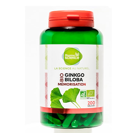 PHARMASCIENCE M&eacute;morisation - Ginkgo Biloba bio 200 g&eacute;lules