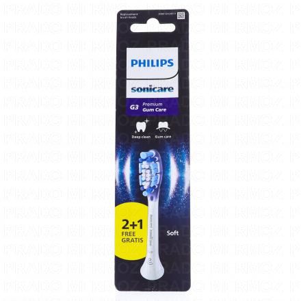 PHILIPS Sonicare G3 Premium Gum Care Recharge t&ecirc;te de brosse &agrave; dents 2+1 (blanc)