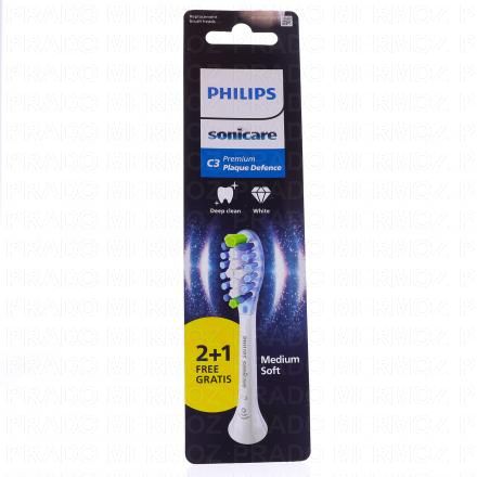 PHILIPS Sonicare - Tête de brosse C3 Premium Plaque Defence 2+1 offert (blanc)