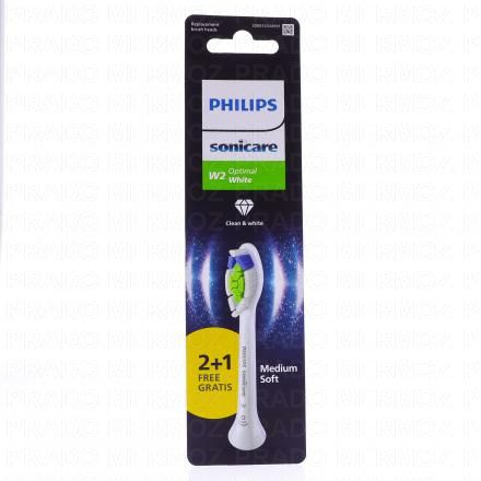 PHILIPS Sonicare W2 Optima tête de brosse standard blanche (x2 + 1 offerte)