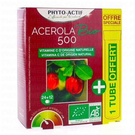 PHYTOACTIF Acerola bio 500 + un tube OFFERT 36 comprim&eacute;s