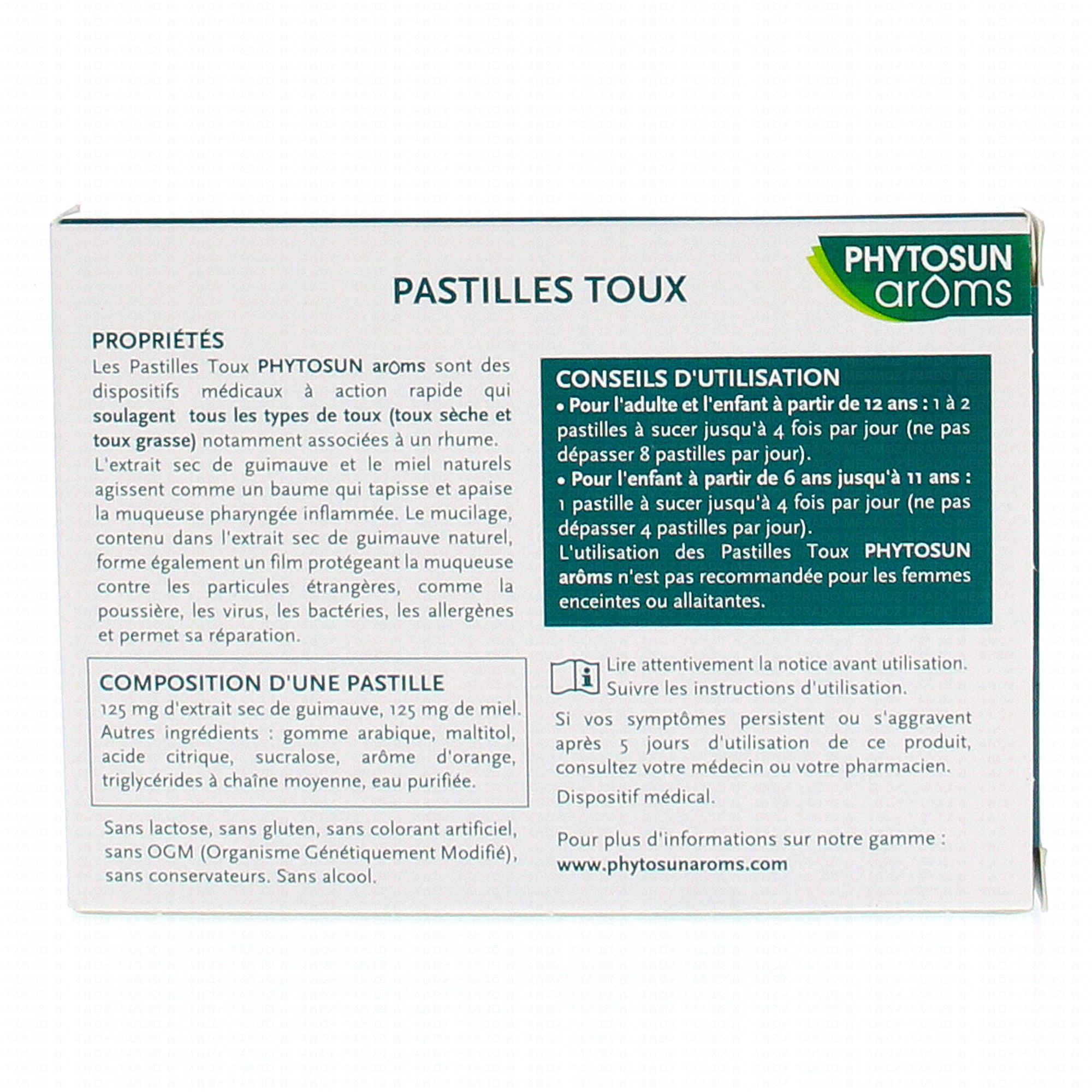 PHYTOSUN Arôms Pastilles toux sèche et grasse x20  Pharmacie en ligne