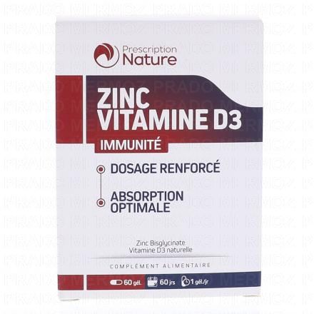 PRESCRIPTION NATURE Zinc et vitamine D3 60 g&eacute;lules