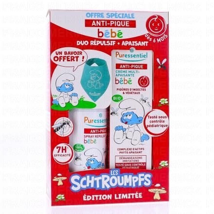 PURESSENTIEL Anti-Pique B&eacute;b&eacute; - Kit Spray R&eacute;pulsif 60ml et Cr&egrave;me Apaisante 30ml