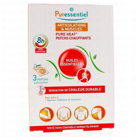 PURESSENTIEL Articulations patchs chauffants 14 huiles essentielles (lot de 3)