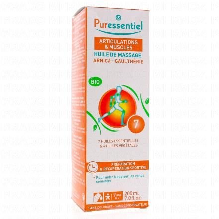 PURESSENTIEL Huile de massage articulations et muscles bio (flacon 200ml)