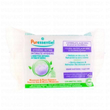 PURESSENTIEL Hygiène intime - Lingettes intimes bio x25