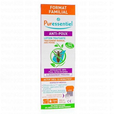 PURESSENTIEL Lotion traitante anti-poux + peigne (200ml)