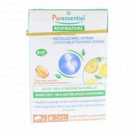 PURESSENTIEL Pastilles Respiratoire Gorge Miel-Citron bio x20