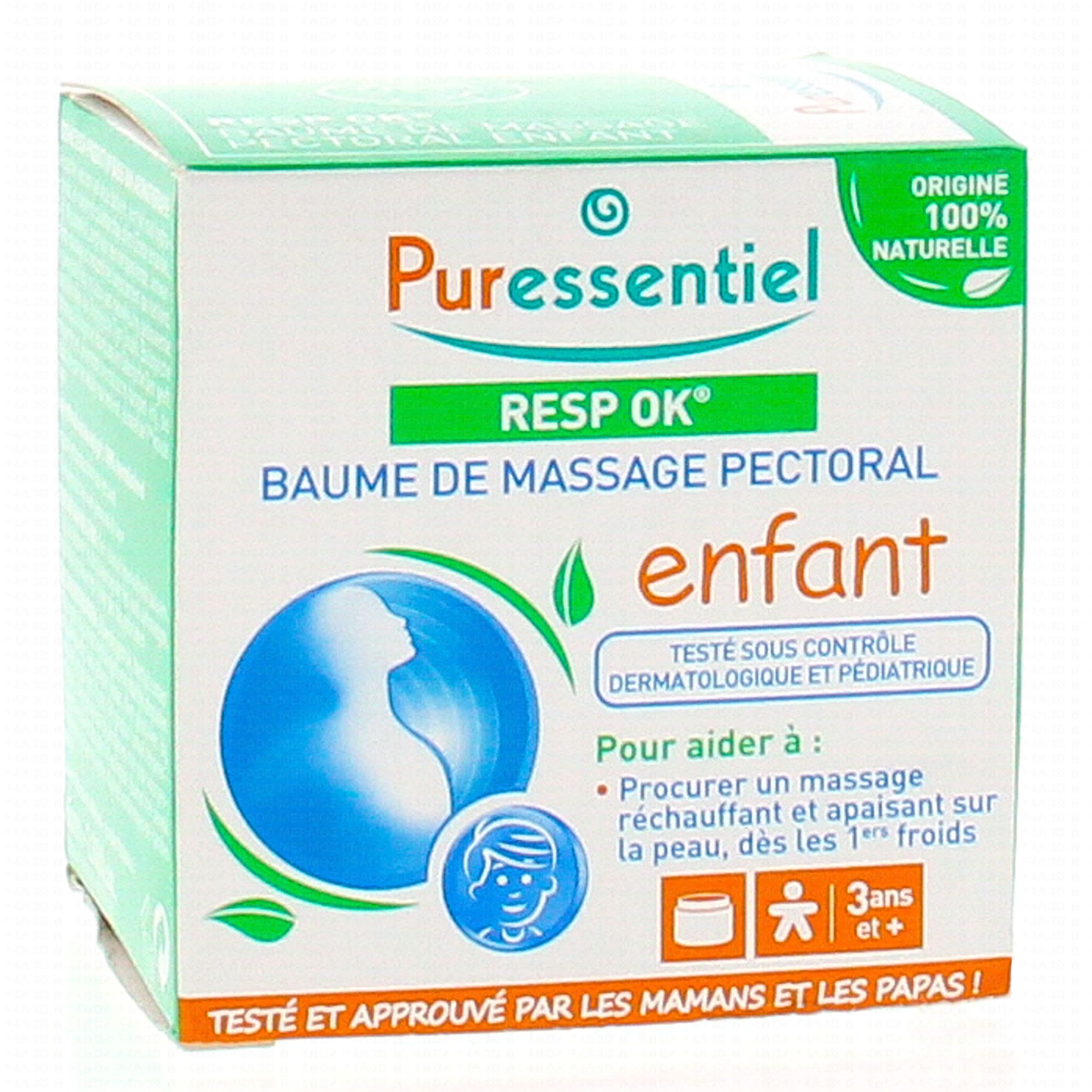 Puressentiel - Resp OK - Baume de Massage Pectoral Enfant - Formule 100%  d'origine naturelle - Aider à procurer un massage apaisant et réchauffant  dès