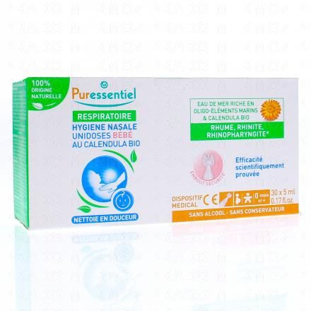 PURESSENTIEL Respiratoire - Hygi&egrave;ne nasale unidoses b&eacute;b&eacute; 5ml x30