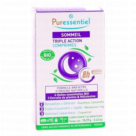 PURESSENTIEL Sommeil triple action x15 comprim&eacute;s