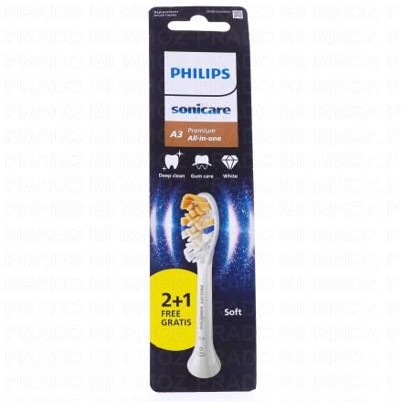 Philips Sonicare A3 Premium T&ecirc;tes de brosse de rechange souple x2 + 1 offerte
