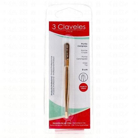 3 CLAVELES Pince &agrave; &eacute;piler crabe dor&eacute;e (grand mod&egrave;le 9 cm)