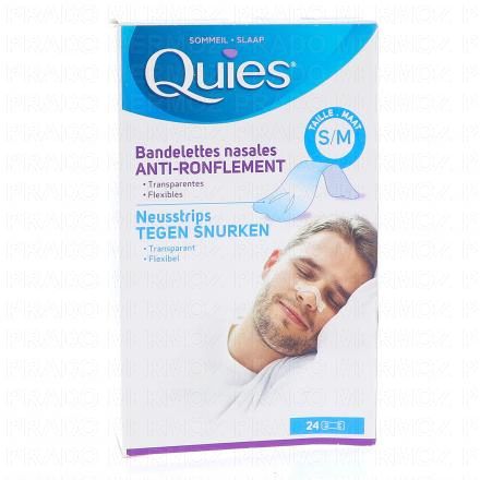 QUIES Bandelettes nasales anti-ronflement transparentes petites boite de 24