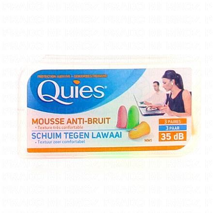 QUIES Protection auditive mousse fluo bo&icirc;te de 3 paires