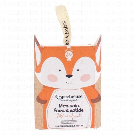RESPECTUEUSE Mon Soin Lavant Solide Bébé et Enfant Cheveux et Corps 75g