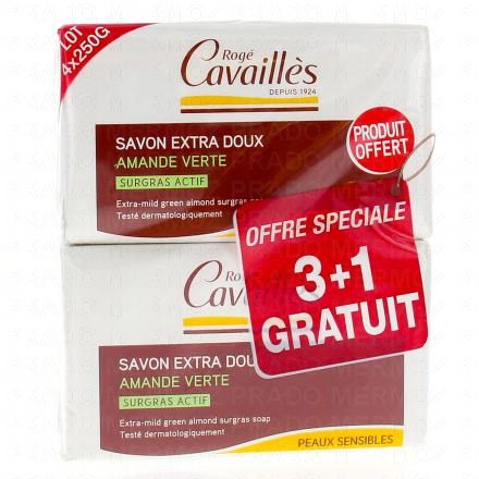 CAVAILL&Egrave;S Savon pain surgras extra doux Amande verte x3 250gr + 1 gratuit