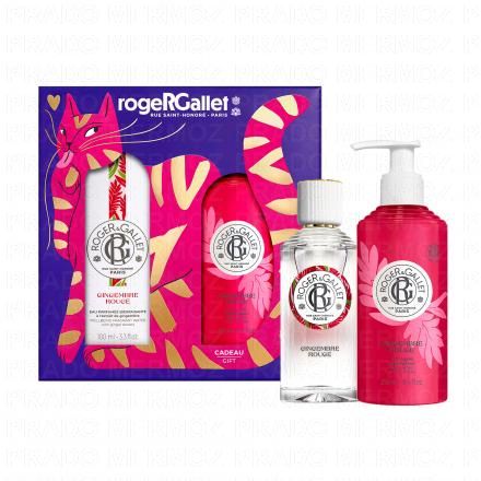 ROGER & GALLET Coffret Eau Parfumée Bienfaisante Gingembre Rouge 100ml et son Lait Corps