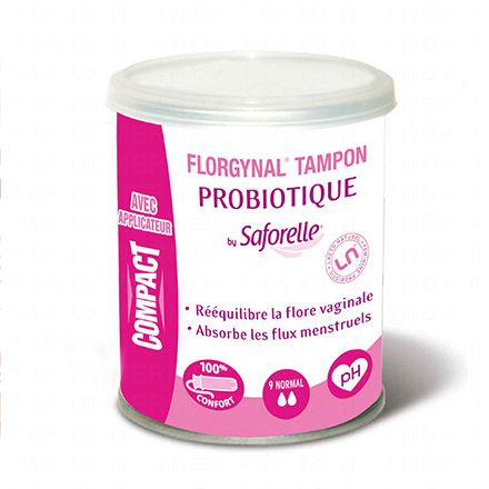 SAFORELLE Florgynal tampons probiotique normaux (boîte de 9 avec applicateur)