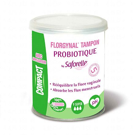 SAFORELLE Florgynal tampons probiotique super (bo&icirc;te de 9 avec applicateur)