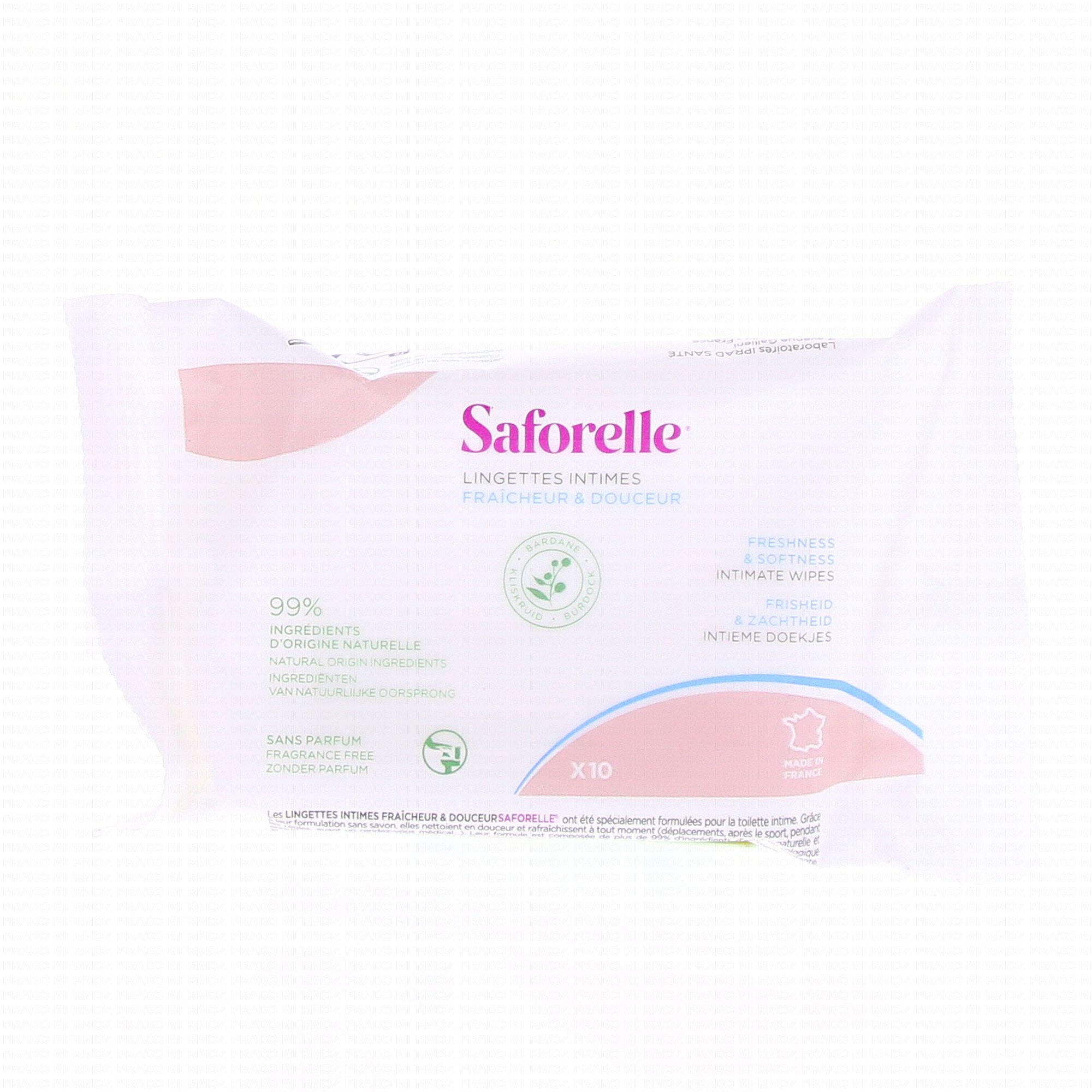 SAFORELLE Lingettes nettoyantes intime x 10 - Pharmacie Prado Mermoz