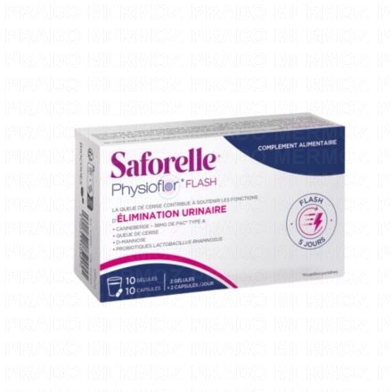 SAFORELLE Physioflor Flash &eacute;limination urinaire 10 g&eacute;lules et 10 comprim&eacute;s