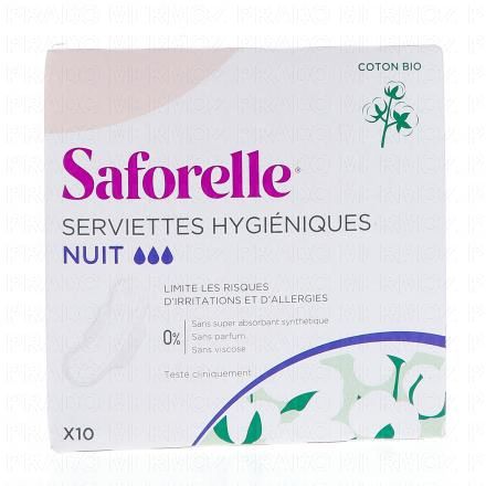 SAFORELLE Serviettes Hygi&eacute;niques Nuit x 10