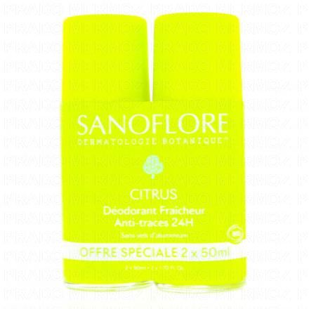 SANOFLORE D&eacute;odorant Fraicheur Bio Anti-traces 24h Citrus (lot 2x50ml)
