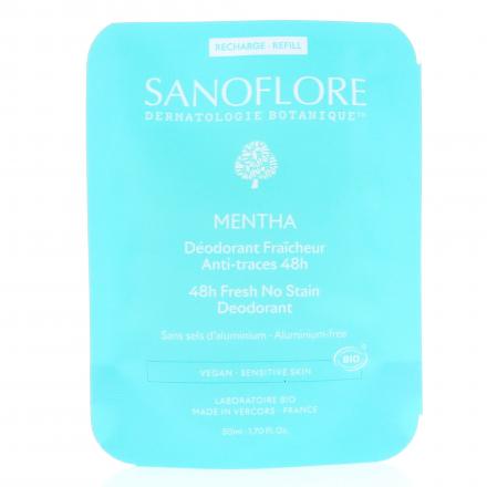 SANOFLORE D&eacute;odorant Fraicheur Bio Anti-traces 48h Mentha (eco recharge 50ml)