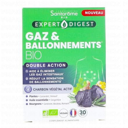 SANTAROME Expert Digest - Gaz et Ballonnements Double Action x30 G&eacute;lules