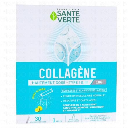 SANTE VERTE Collag&egrave;ne Poudre hautement dos&eacute; 10g gout citron x30 Sticks
