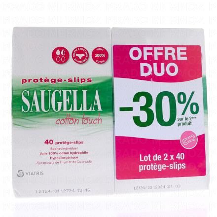 SAUGELLA Cotton touch - Prot&egrave;ge-slips coton touch (lot de 2x40 unit&eacute;s)