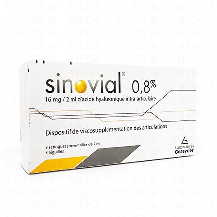 SINOVIAL 0.8%/16mg / 2ml d'acide hyaluronique