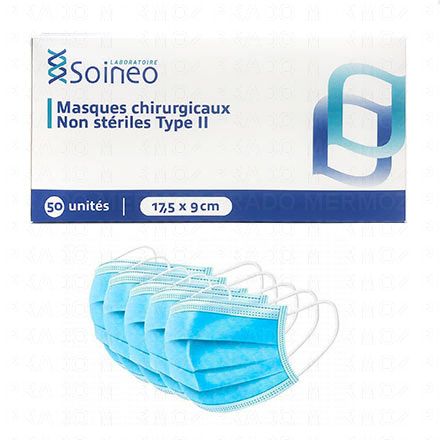 SOINEO Masques chirurgicaux type II 50 unités (adultes)