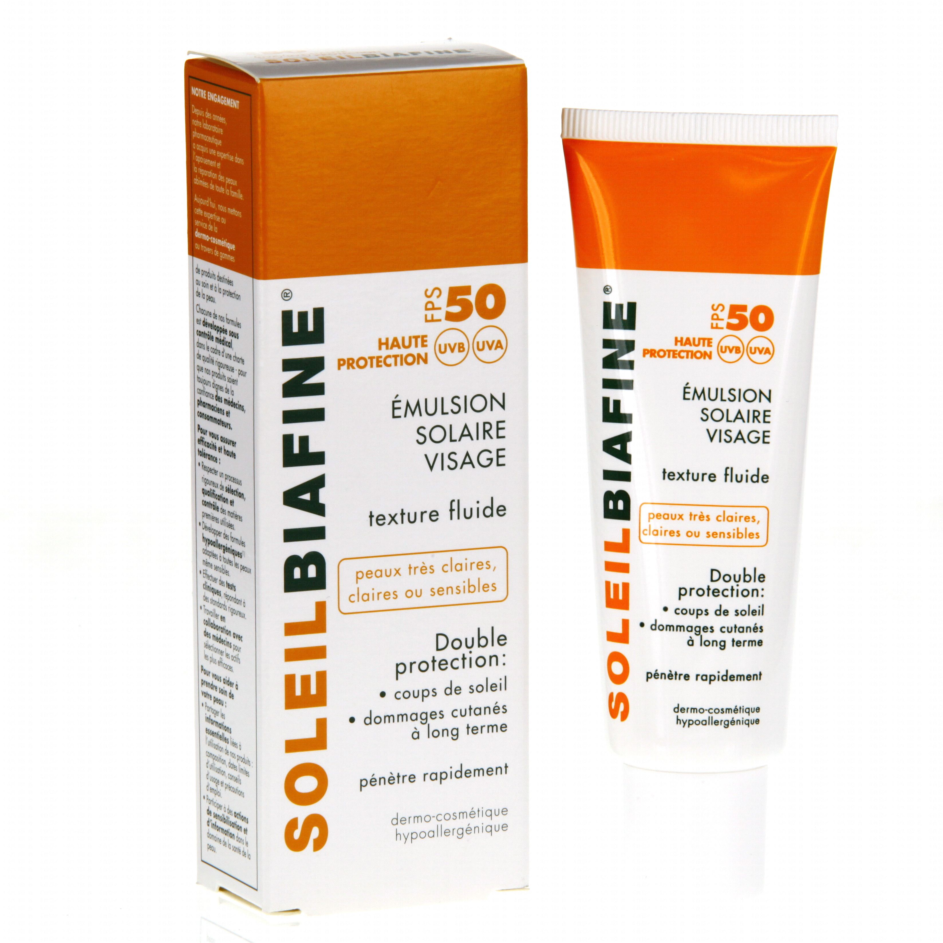 Peut On Mettre De La Biafine Sur Le Visage SOLEIL BIAFINE Emulsion solaire visage SPF50+ double protection tube