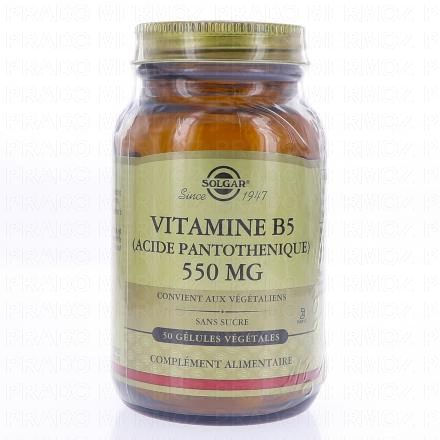 SOLGAR Vitamine B5 aci pantoth&eacute;nique 500mg 50 g&eacute;lules
