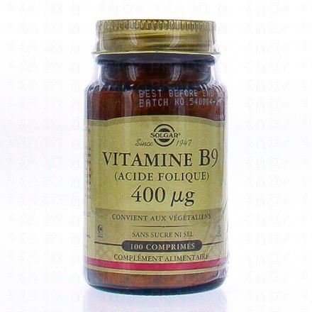 SOLGAR Vitamine B9 400 &micro;m x100 comprim&eacute;s
