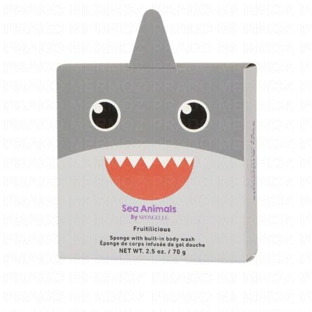 SPONGELLE Animals - Eponge pour le corps infus&eacute;e de gel douche (sammy shark 70g)