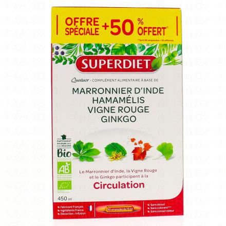 SUPERDIET Quatuor circulation (bo&icirc;te de 20 ampoules +10)